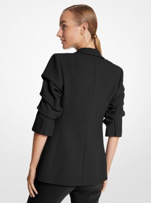 Cate Double Crepe Sablé Crushed-Sleeve Blazer