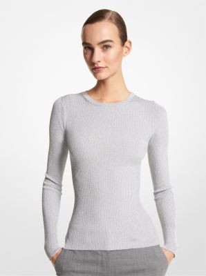 Hutton Featherweight Metallic Viscose Blend Sweater