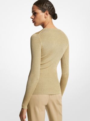 Hutton Featherweight Metallic Viscose Blend Sweater