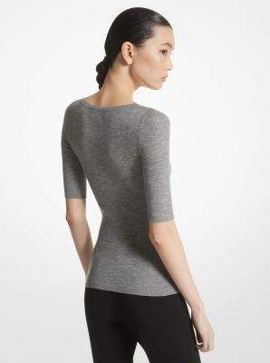 Stretch Viscose Short-Sleeve Sweater