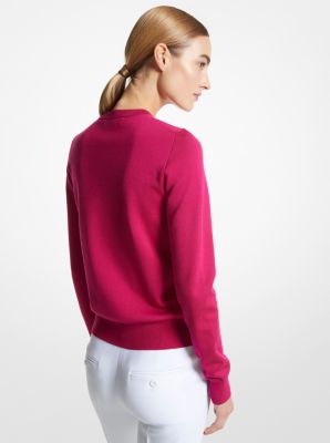 Silk Crewneck Sweater in FUSCHIA | Michael Kors