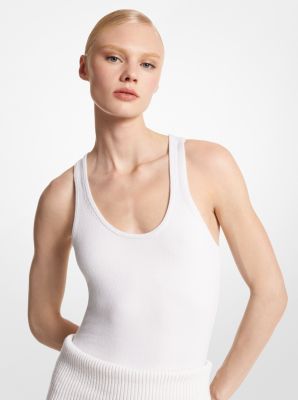 Stretch Cashmere Scoop-Neck Bodysuit