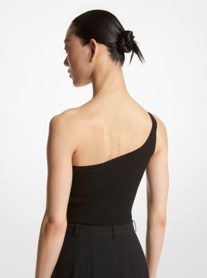 Stretch Viscose Asymmetric Bodysuit image number 1