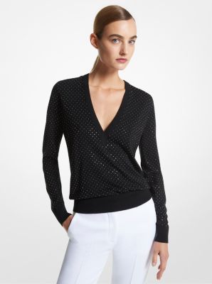 Studded Merino Wool V-Neck Sweater image number 0
