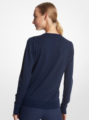 Studded Merino Wool V-Neck Sweater