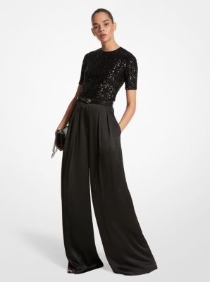 Tissue Wool Gabardine Palazzo Pants