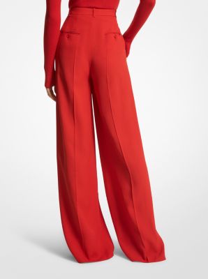 Double Crepe Sabl&eacute; Wide-Leg Trousers