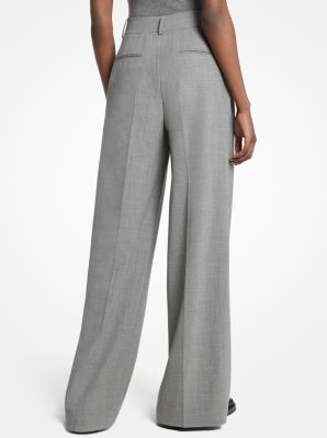 Stretch Wool Pleated Trousers