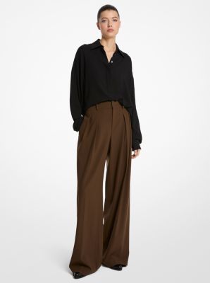 Pantalon plissé en laine