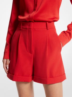 Short &agrave; revers en gabardine de laine pliss&eacute;e in PAVOT | Michael Kors