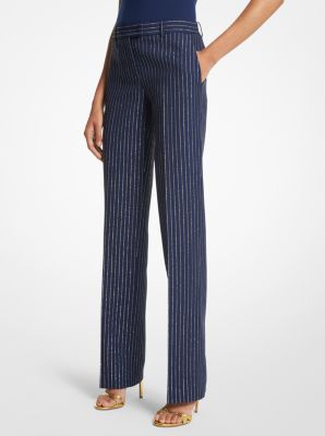 Carolyn Metallic Pinstripe Double Crepe Sablé Trousers image number 0