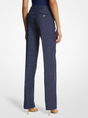 Carolyn Metallic Pinstripe Double Crepe Sablé Trousers image number 1
