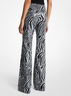 Zebra Printed Basic Flared Pants