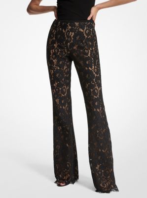 Cotton Blend Floral Lace Flared Trousers image number 0