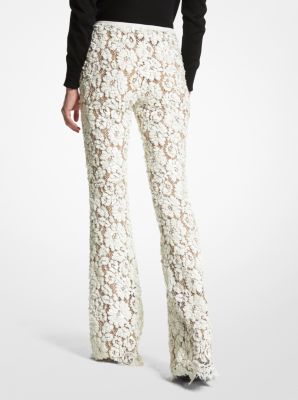 Hand-Embroidered Paillette Floral Lace Pants image number 1