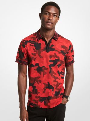 Logo Tape and Camouflage Cotton Jersey Polo Shirt Michael Kors