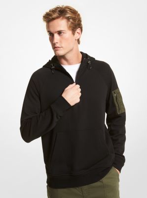 Contrast half zip graphic striped clearance hoodie