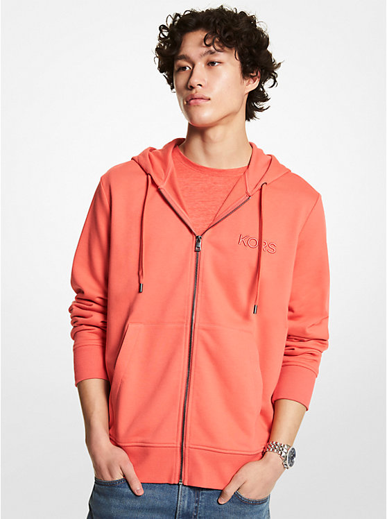 Embroidered Logo Cotton Terry Zip-Up Hoodie image number 0