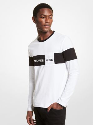 Logo Stripe Cotton Jersey Long-Sleeve T-Shirt | Michael Kors