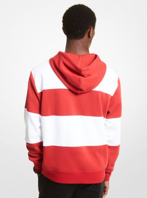 Chandail &agrave; capuchon en m&eacute;lange de coton &agrave; rayures de style rugby in CRAMOISI | Michael Kors