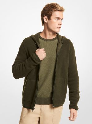 Brushed Cotton Blend Zip-Up Hoodie | Michael Kors Canada