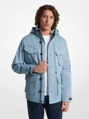 MK Stretch Cotton Hooded Field Jacket - Chambray - Michael Kors