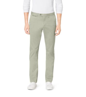 Leather-Piping Tailored-Fit Chino Pants