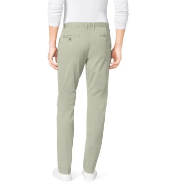 Leather-Piping Tailored-Fit Chino Pants
