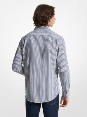 Stretch Cotton Striped Woven Shirt | Michael Kors