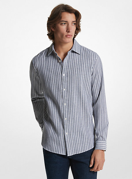 Stretch Cotton Striped Woven Shirt