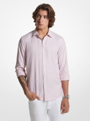 Michael Kors Striped Stretch Cotton Oxford Shirt