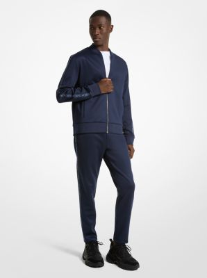 MK Empire Logo Trim Knit Track Jacket - Blue - Michael Kors