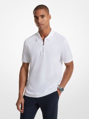 Striped Tech Performance Zip-Up Polo Shirt image number 0