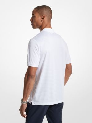 Striped Tech Performance Zip-Up Polo Shirt