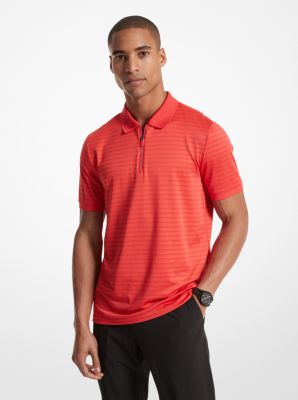 Striped Tech Performance Zip-Up Polo Shirt image number 0