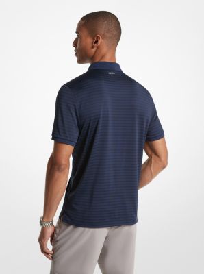 Striped Tech Performance Zip-Up Polo Shirt image number 1