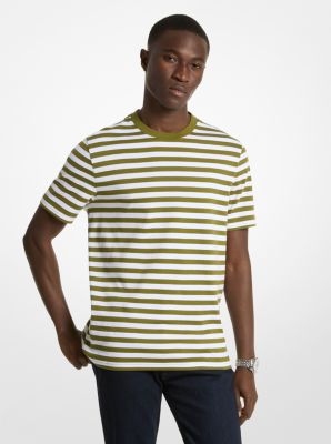 Shop Michael Kors Striped Pima Cotton T-shirt In Green