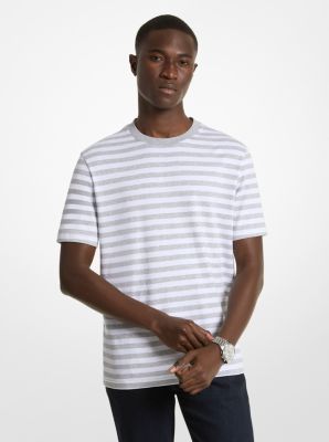 Shop Michael Kors Striped Pima Cotton T-shirt In Brown