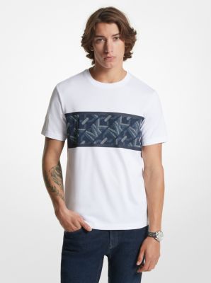 T-Shirt aus Baumwolle mit Streifen und Empire Signature-Logomuster image number 0