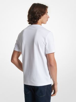 T-Shirt aus Baumwolle mit Streifen und Empire Signature-Logomuster image number 1