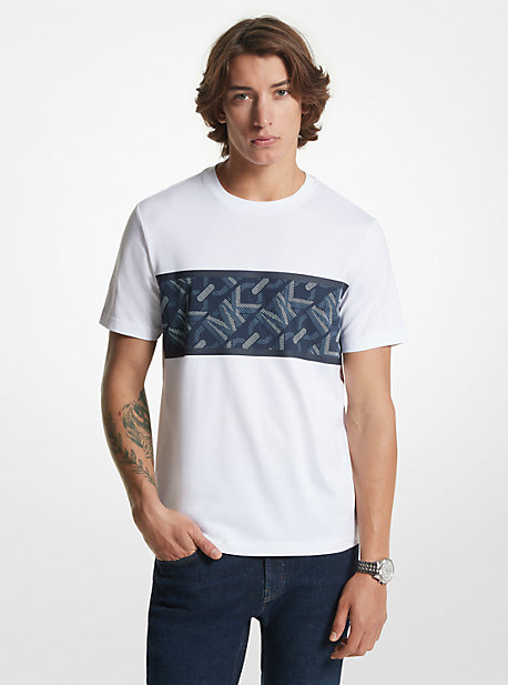 MK T-shirt en coton rayé à logo Empire Signature - Blanc - Michael Kors product