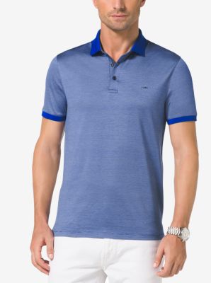Chambray-Trim Cotton Polo Shirt | Michael Kors