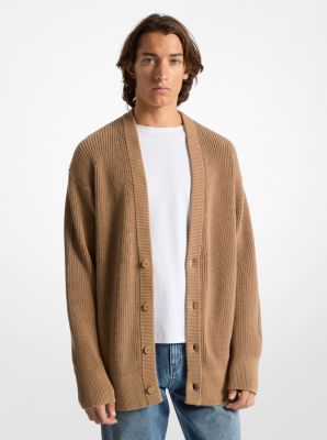 MK Oversized Cotton Cardigan - Brown - Michael Kors Michael Kors Mens