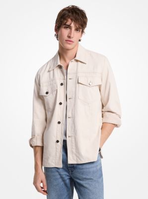 Cotton and Linen Blend Denim Shirt Jacket image number 0