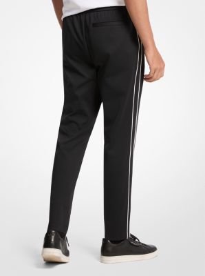 Contrast Piping Stretch Nylon Track Pants in BLACK | Michael Kors