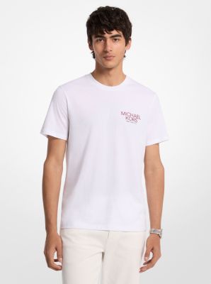 MK Bedrucktes T-Shirt Aus Baumwolle - Weiss