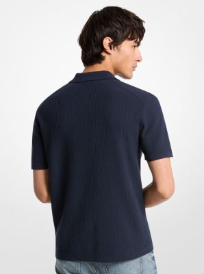 Ribbed Cotton Polo Shirt in MIDNIGHT | Michael Kors