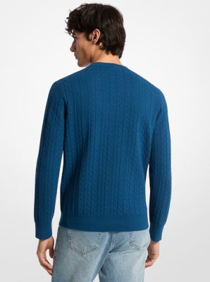 MK2000 Logo Embossed Jacquard Sweater in RIVER BLUE | Michael Kors