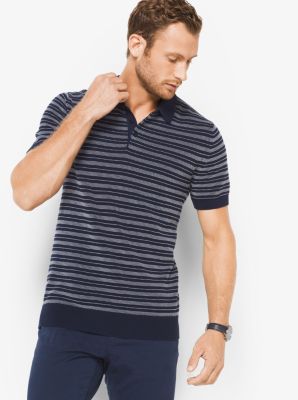Striped Cotton Polo Sweater