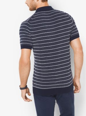 Striped Cotton Polo Sweater